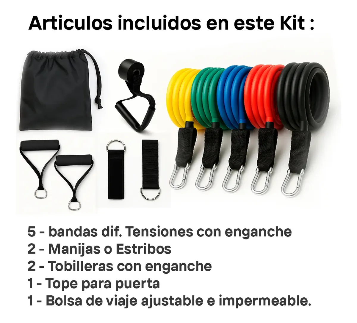 SET DE BANDAS ELASTICAS CON MANIJA X5 - Imagen 3